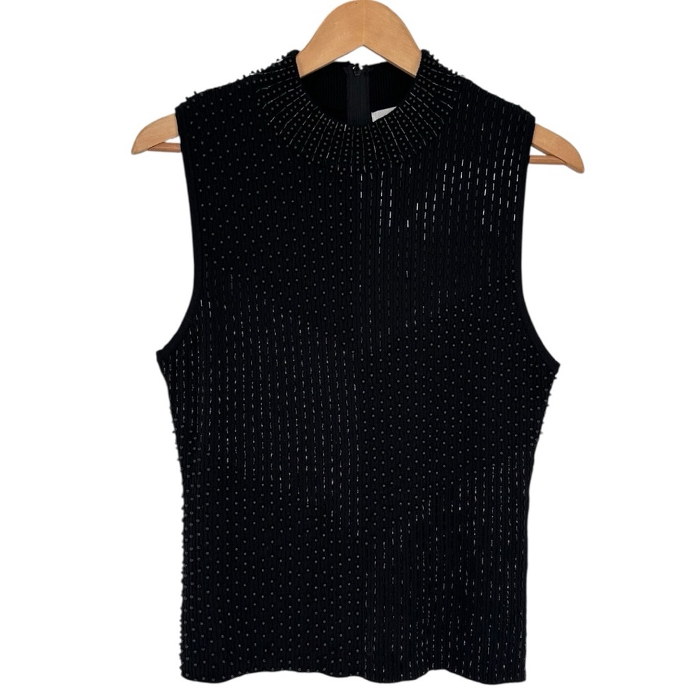 90’s Vintage Black Sleeveless Beaded Sweater Vest Shell size XL Deadstock NWT